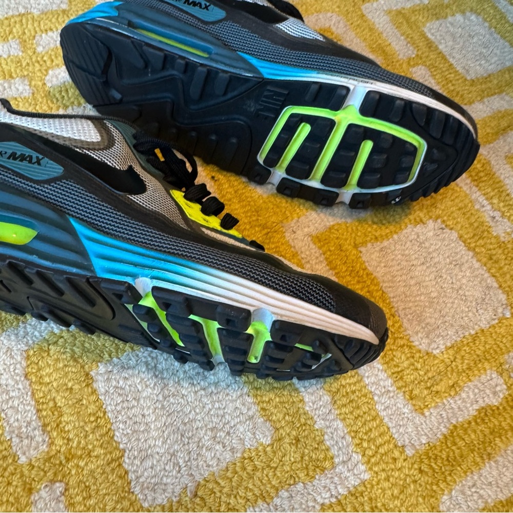 Nike Air Max Lunar 90 running shoes - Black and Neon Green & blue rare - Picture 11 of 12